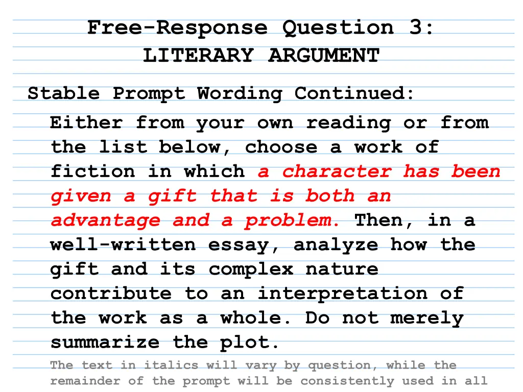 free response question 3 literary argument 6