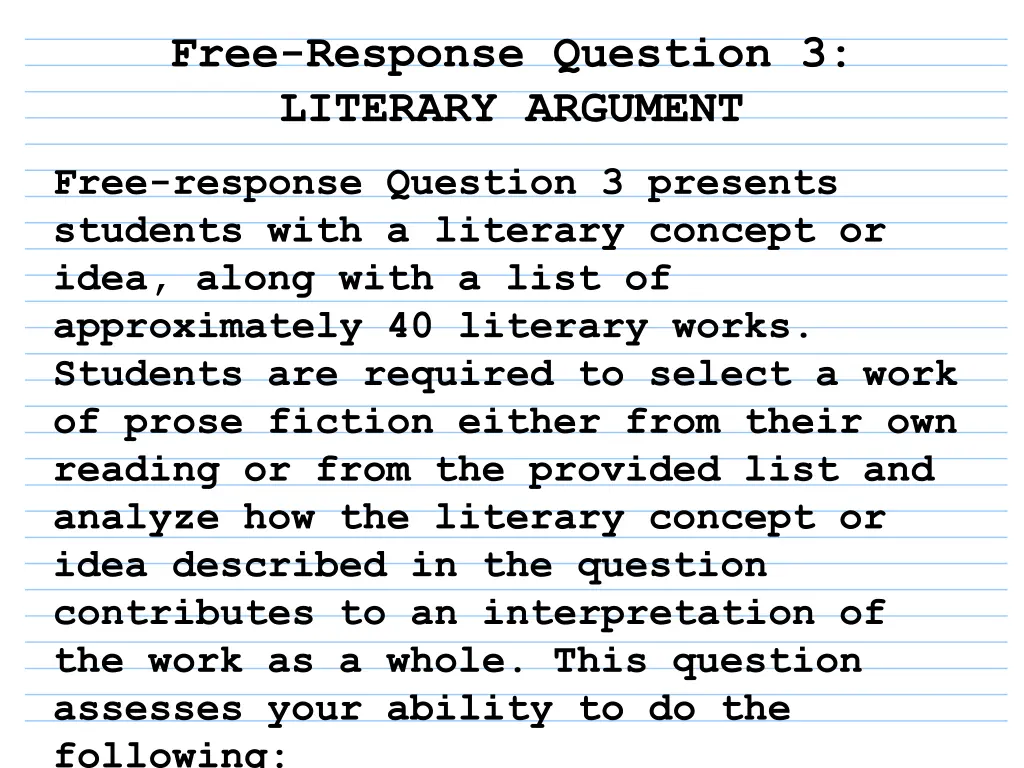 free response question 3 literary argument