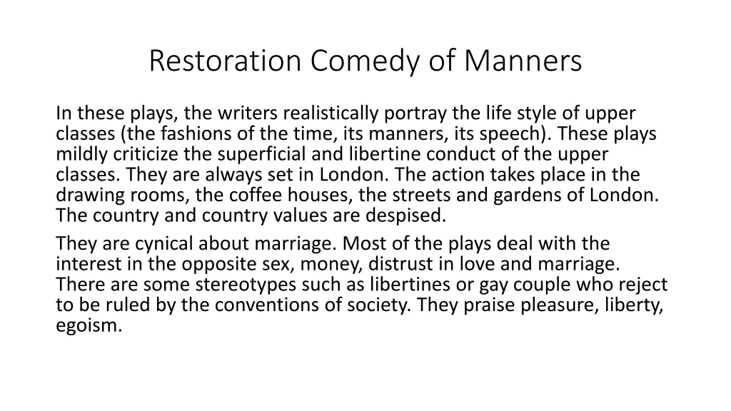 restoration comedy of manners