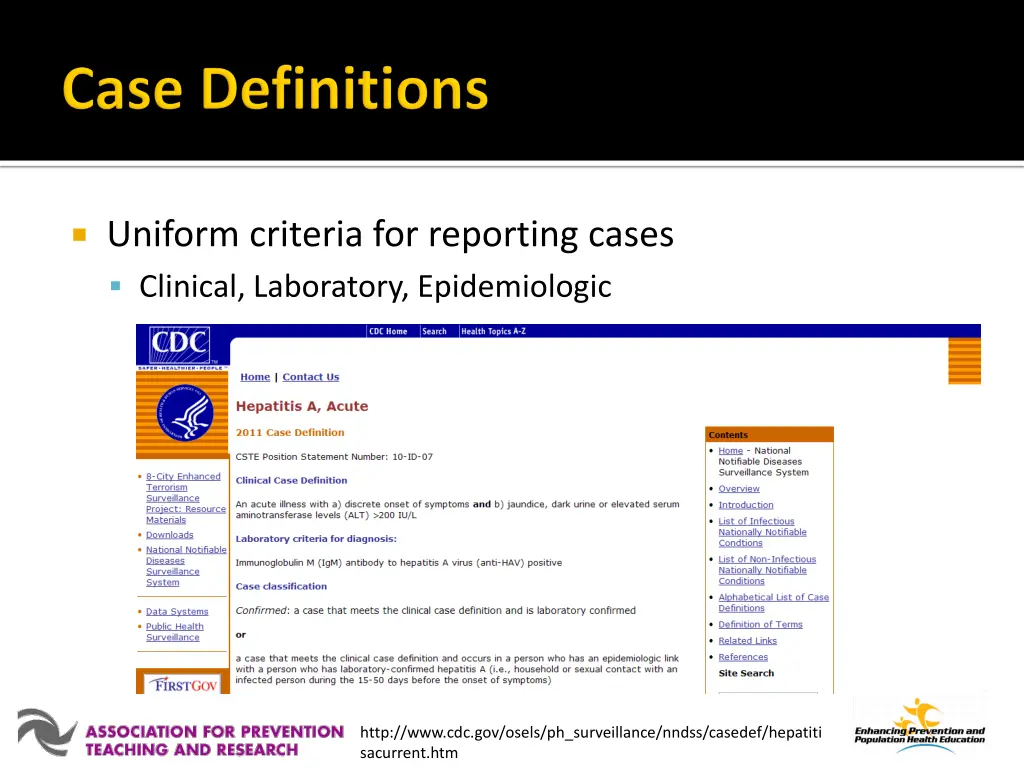 uniform criteria for reporting cases clinical