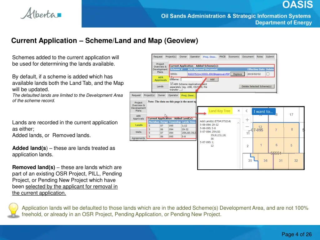 current application scheme land and map geoview