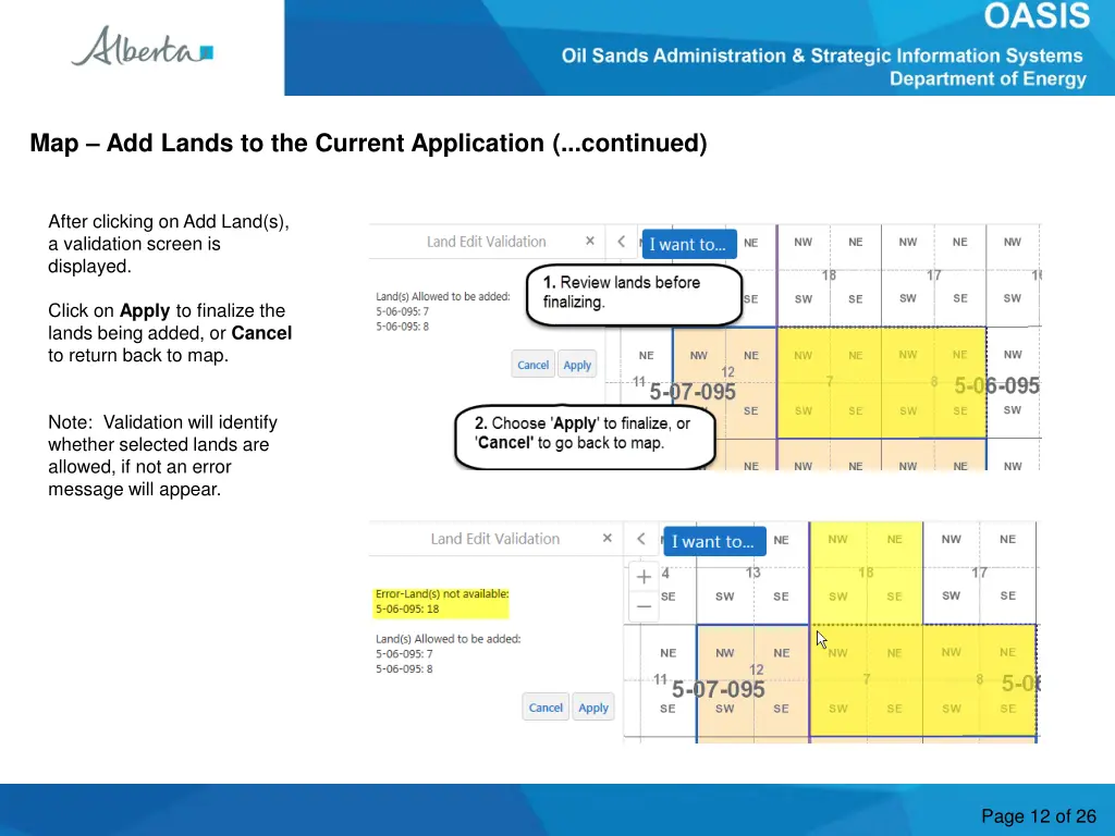 map add lands to the current application continued 1