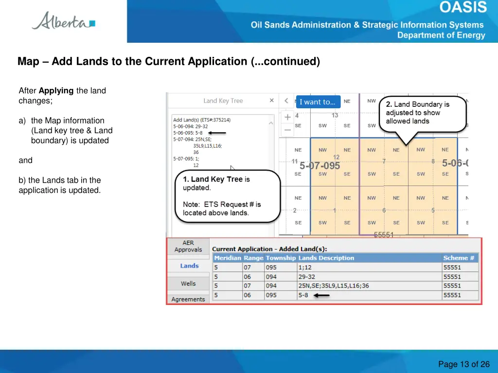 map add lands to the current application continued 2