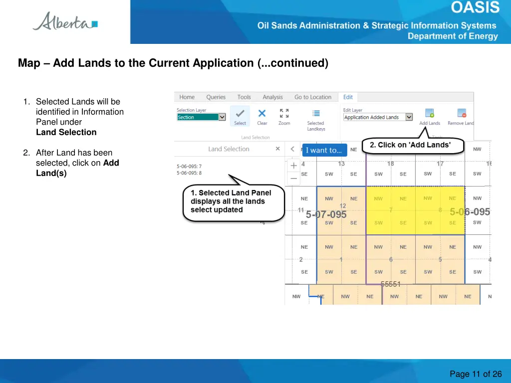 map add lands to the current application continued