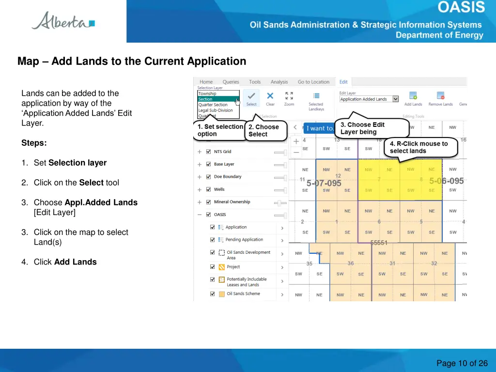 map add lands to the current application