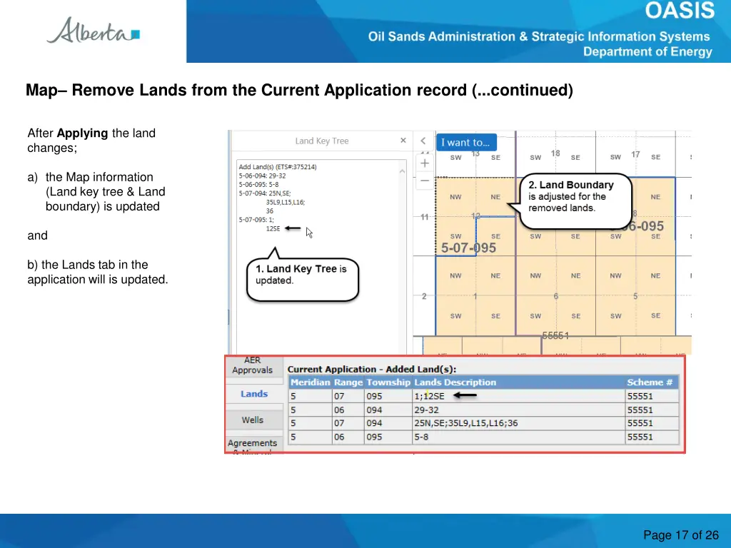 map remove lands from the current application 2