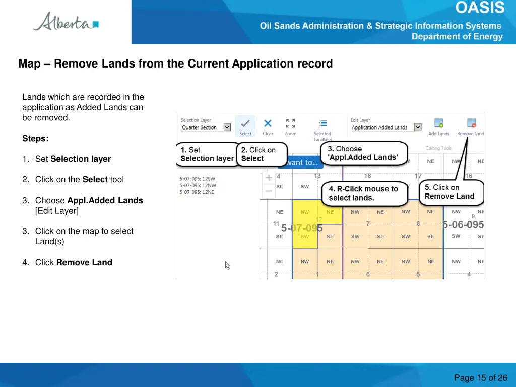 map remove lands from the current application