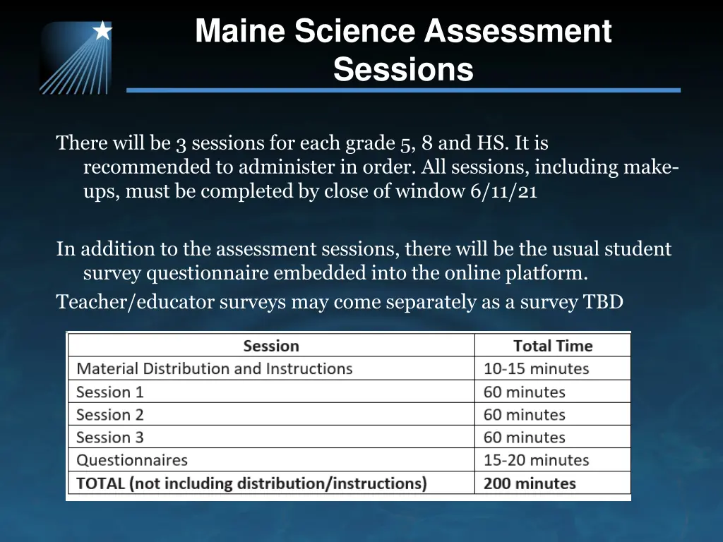 maine science assessment sessions