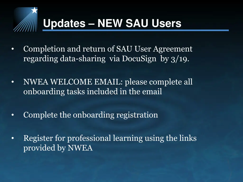 updates new sau users