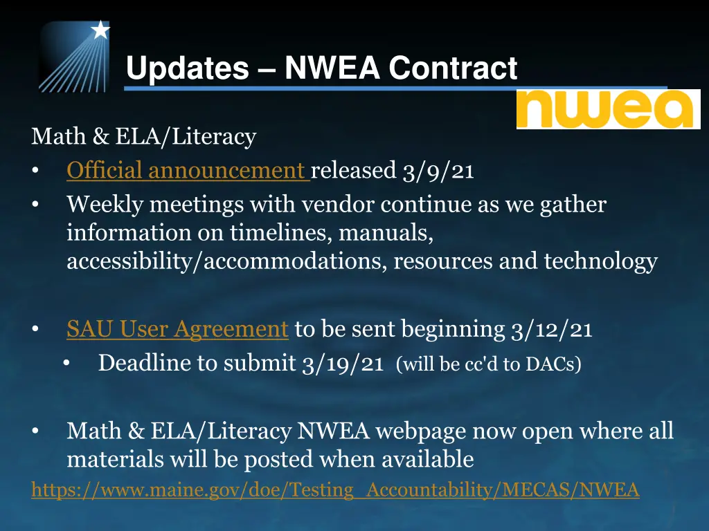 updates nwea contract