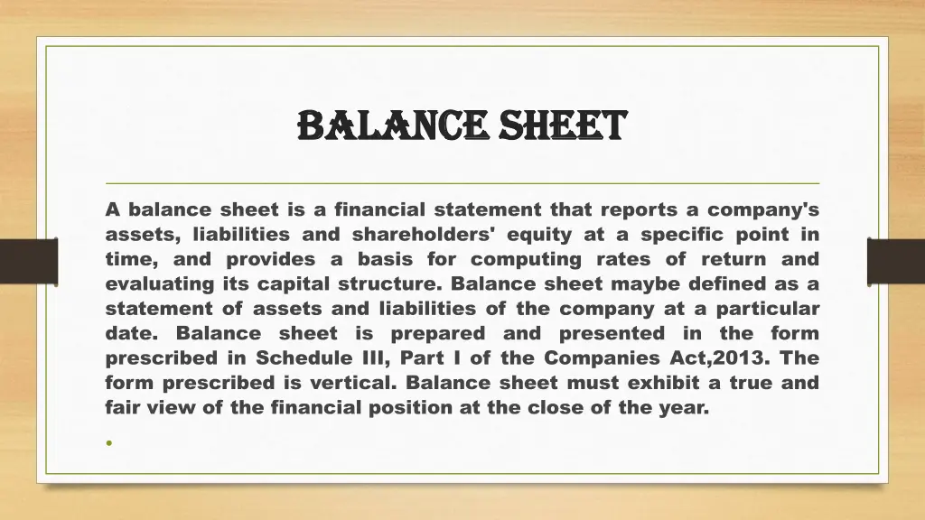 balance sheet balance sheet