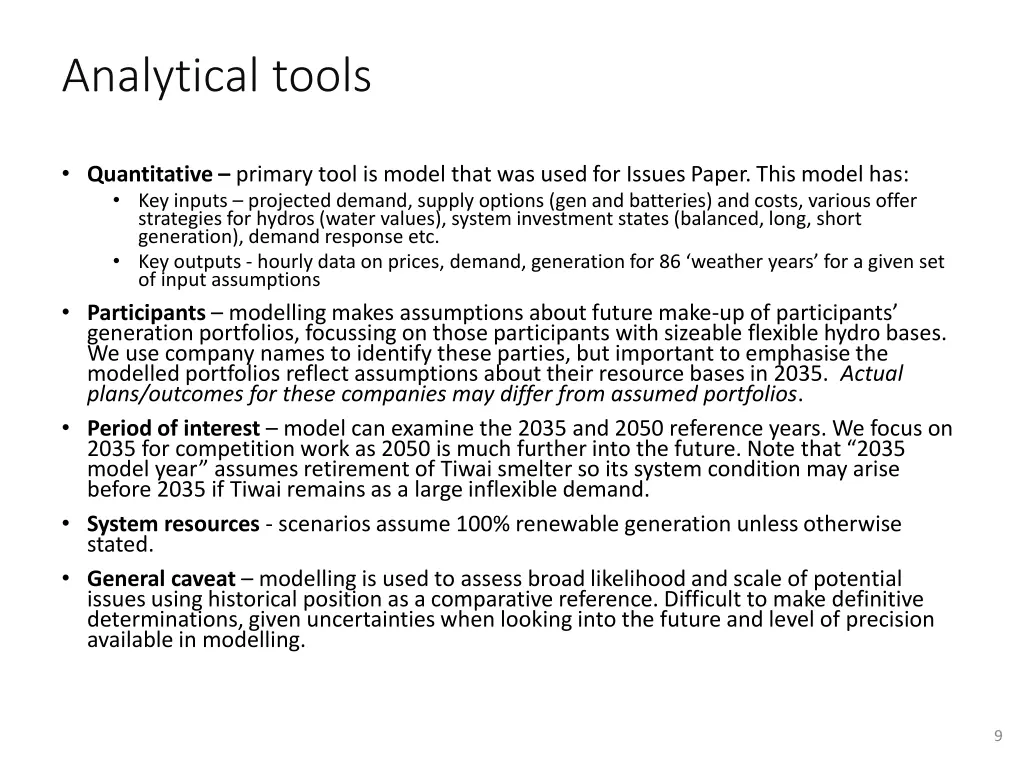 analytical tools