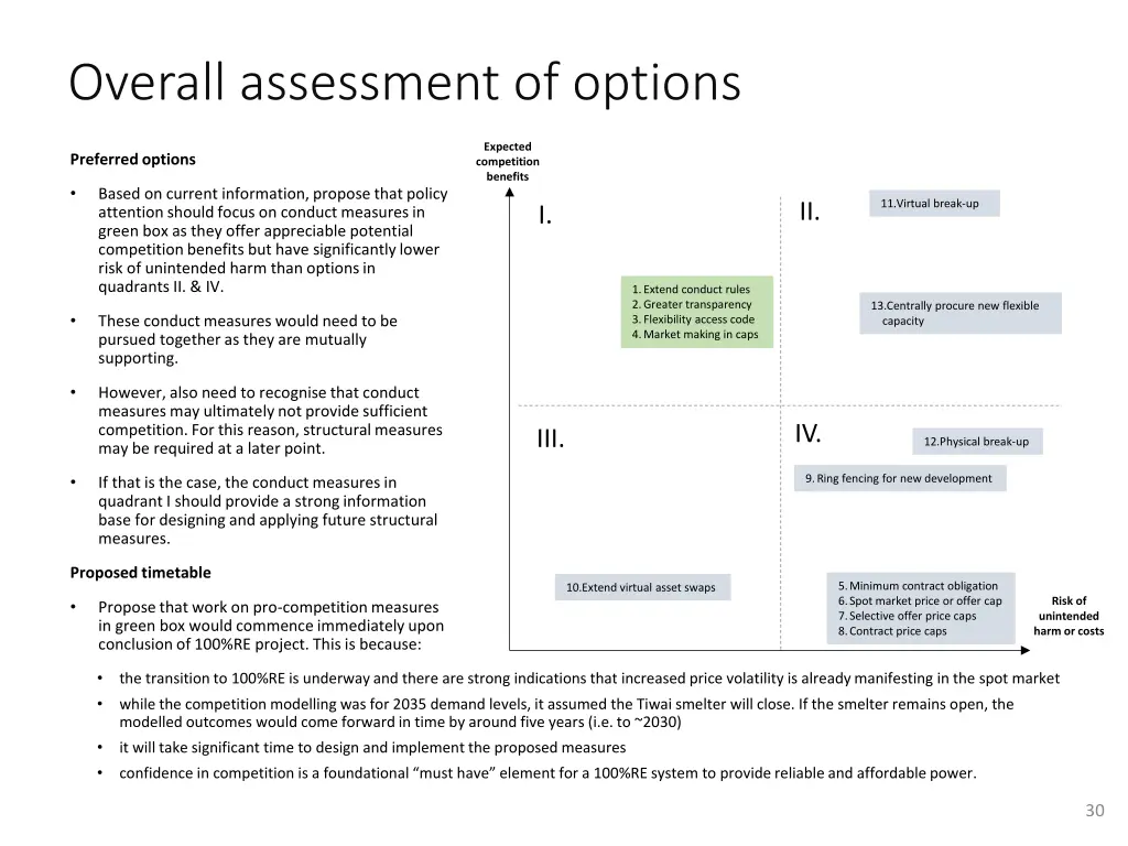 overall assessment of options