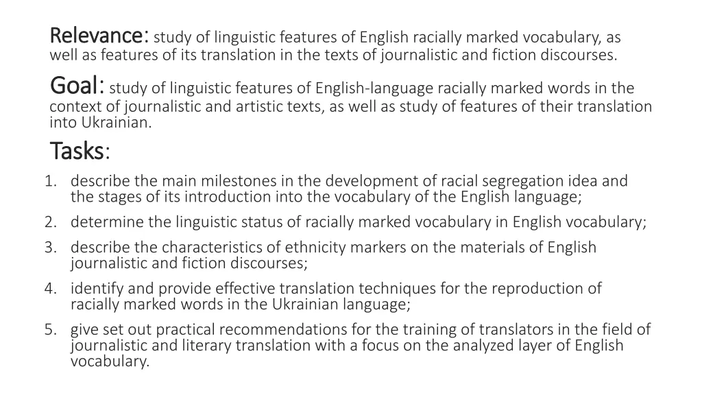 relevance relevance study of linguistic features