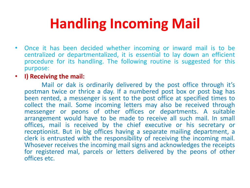 handling incoming mail 1