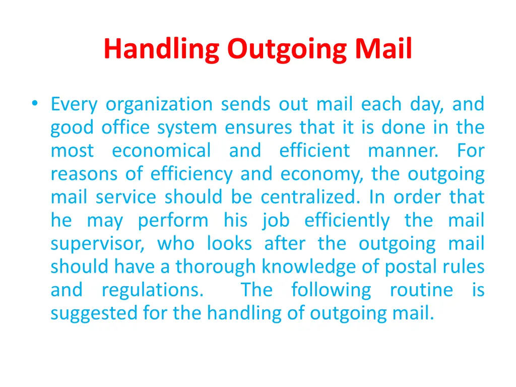 handling outgoing mail