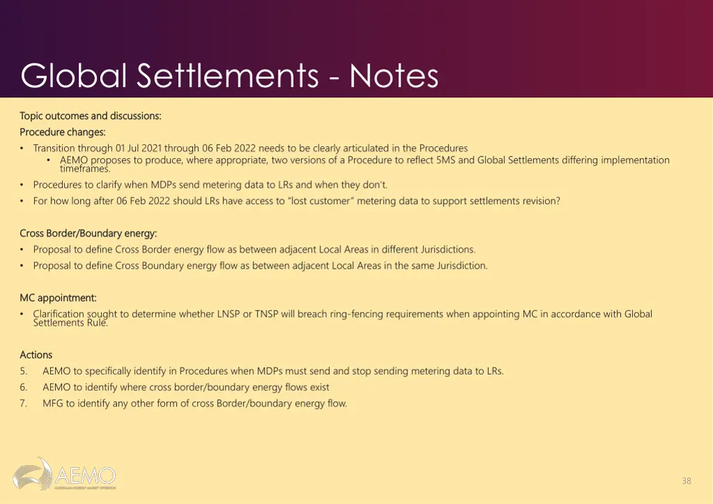 global settlements notes