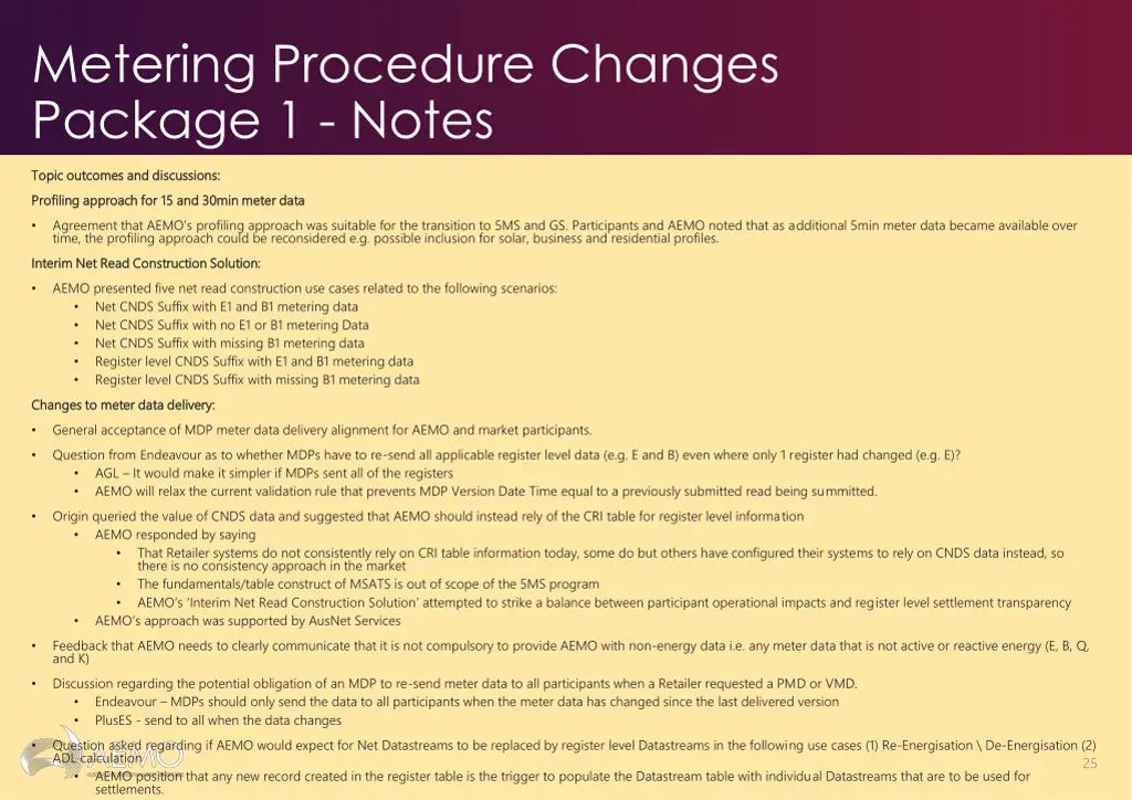 metering procedure changes package 1 notes