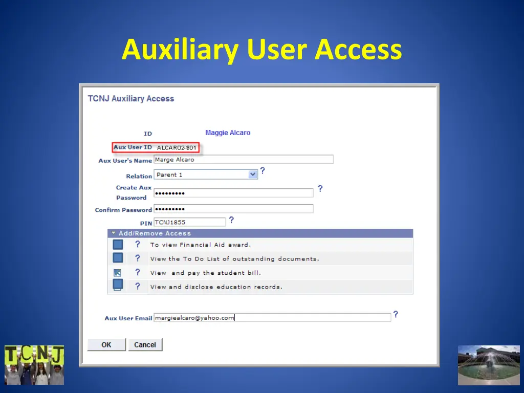 auxiliary user access 2