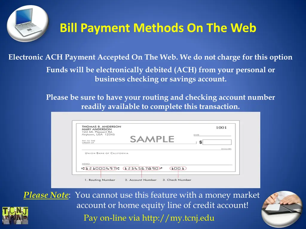 bill payment methods on the web