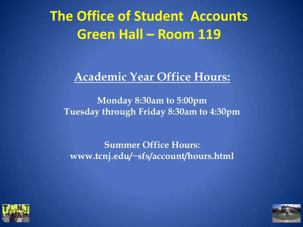 the office of student accounts green hall room 119