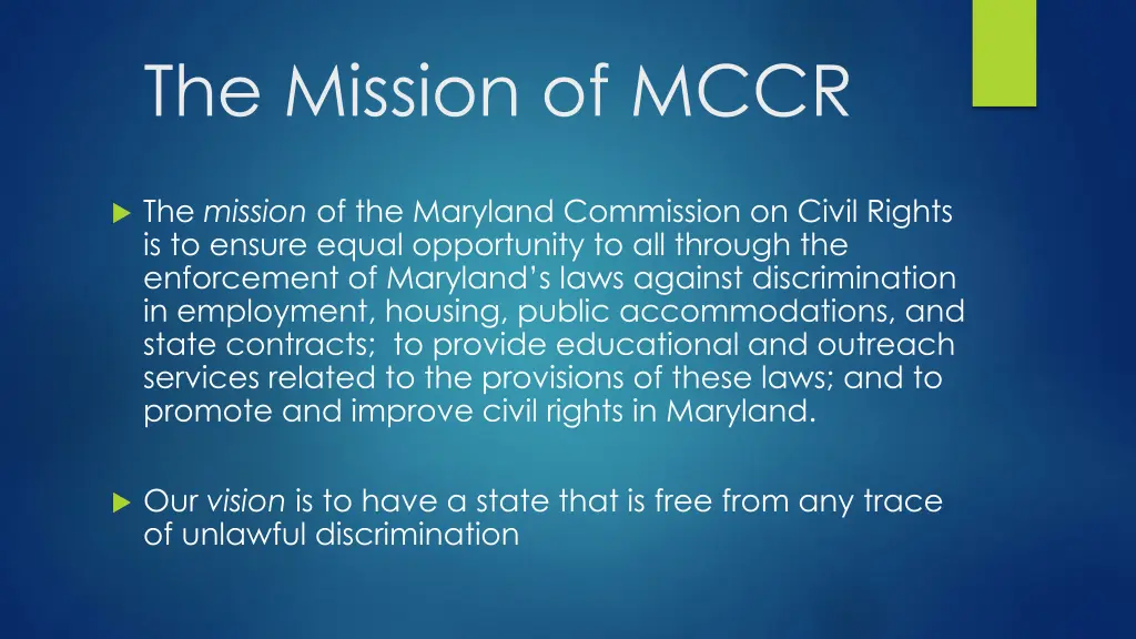 the mission of mccr