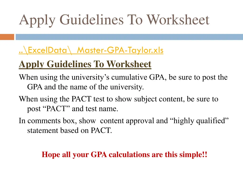 apply guidelines to worksheet 2