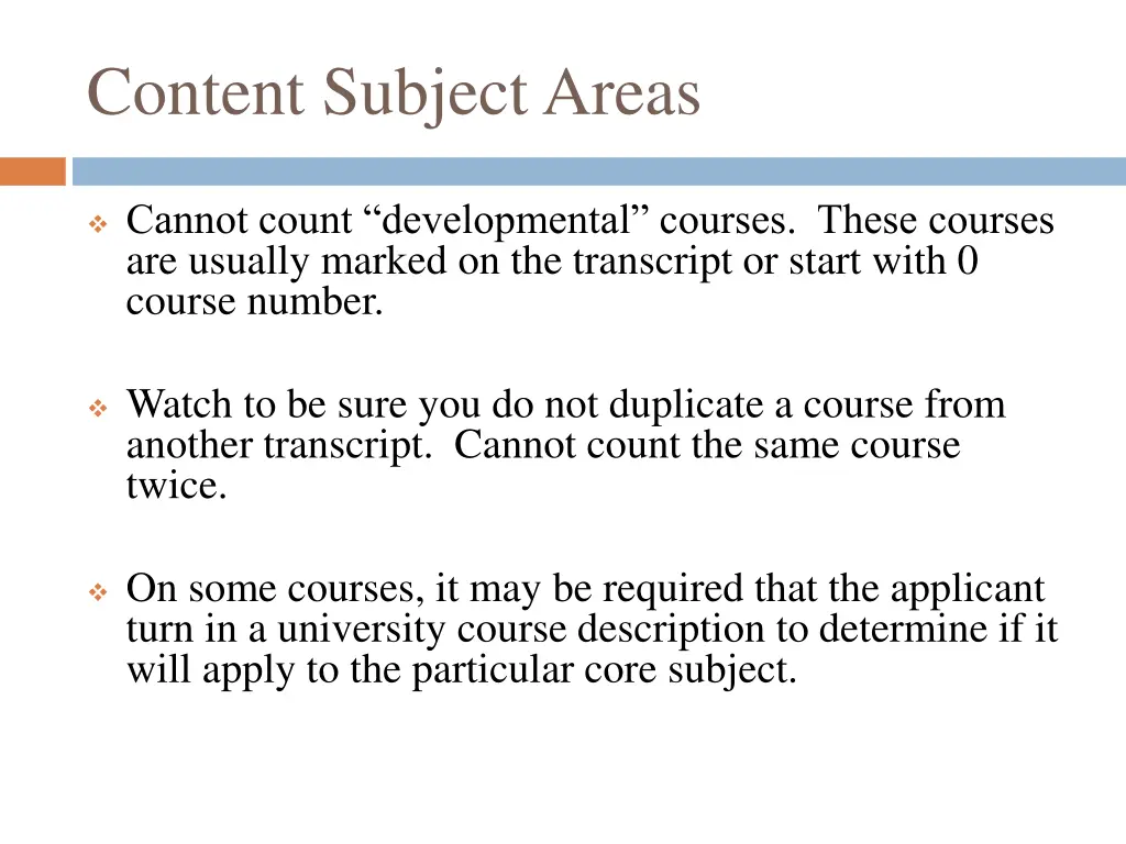 content subject areas