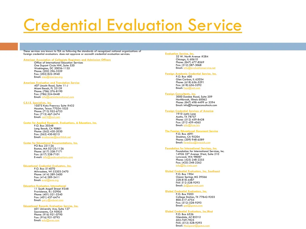 credential evaluation service