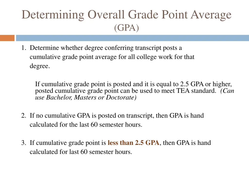 determining overall grade point average gpa