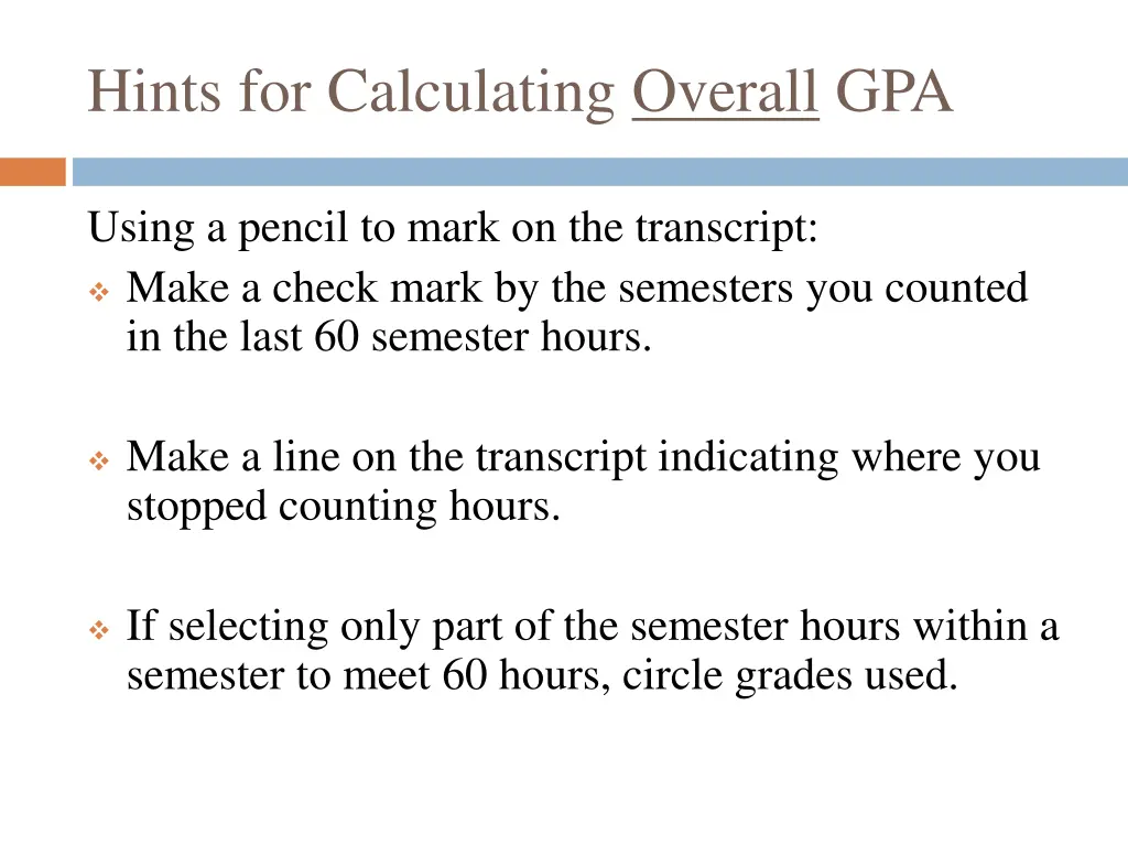 hints for calculating overall gpa