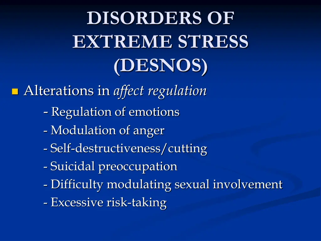 disorders of extreme stress desnos