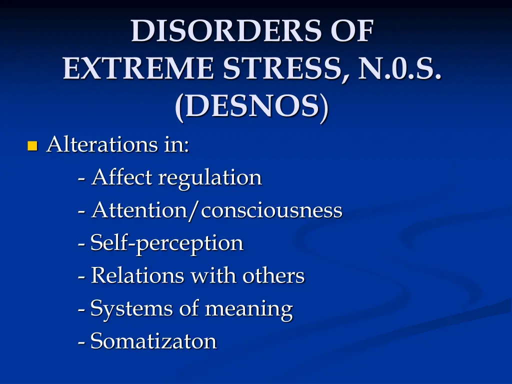 disorders of extreme stress n 0 s desnos