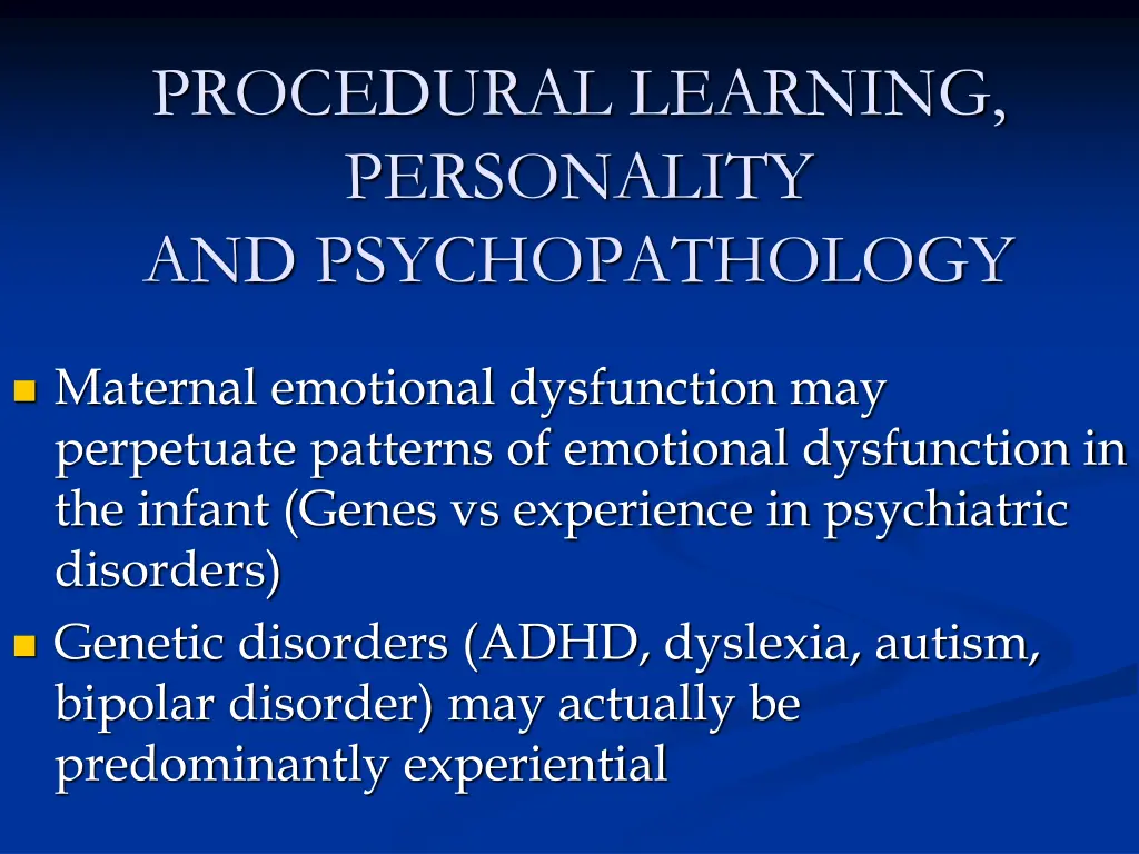 procedural learning personality 1