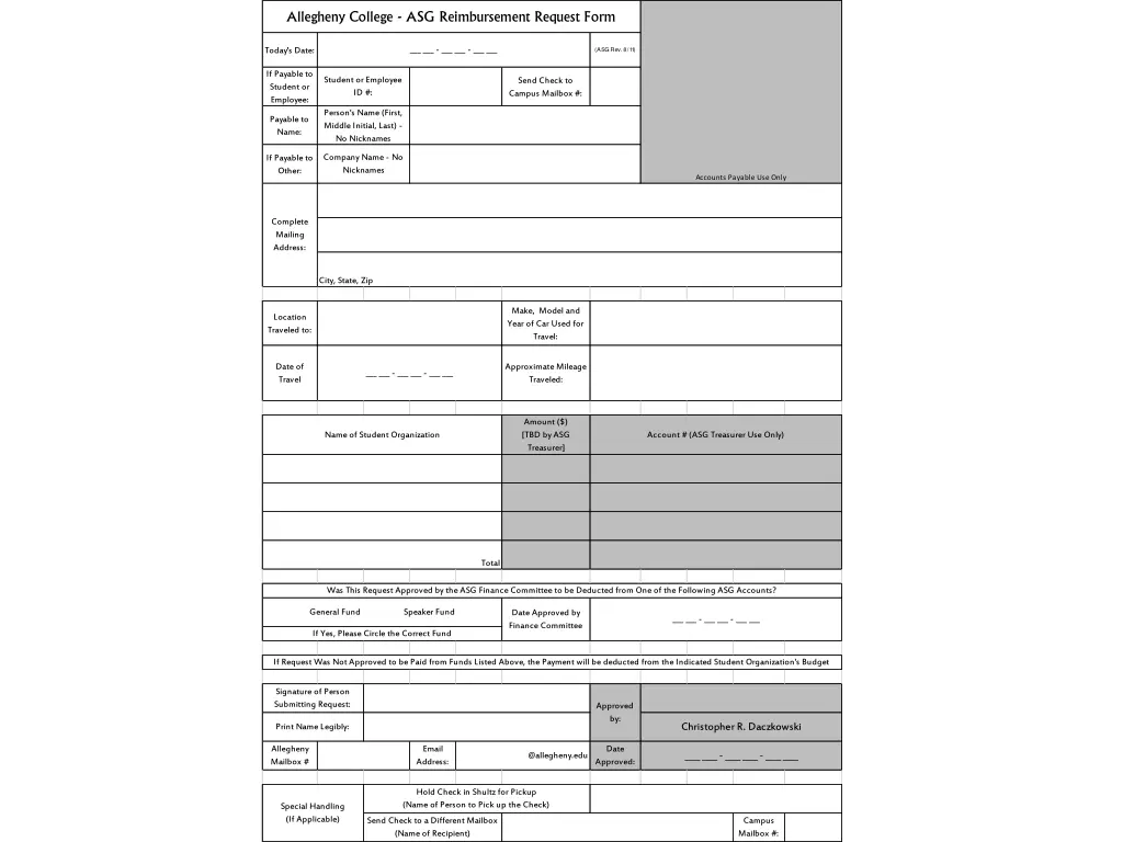 allegheny college asg reimbursement request form 1