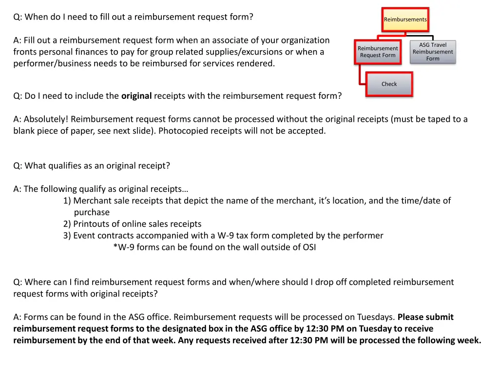 q when do i need to fill out a reimbursement