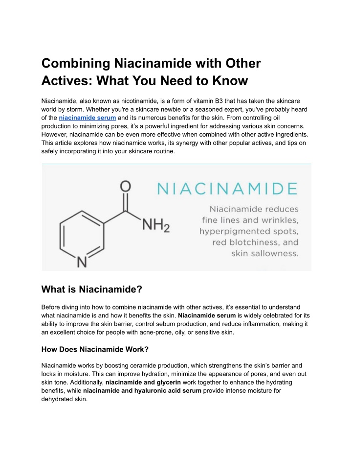 combining niacinamide with other actives what