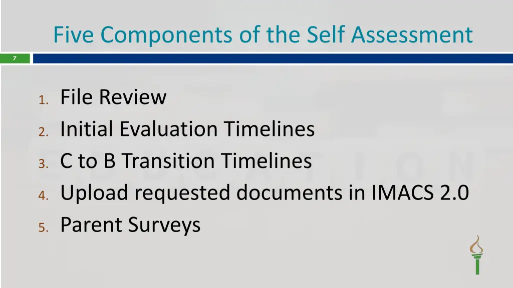 five components of the self assessment