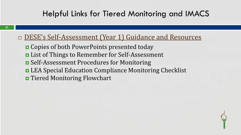 helpful links for tiered monitoring and imacs