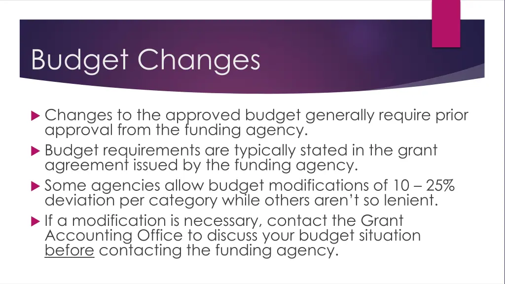 budget changes