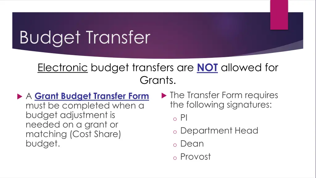 budget transfer