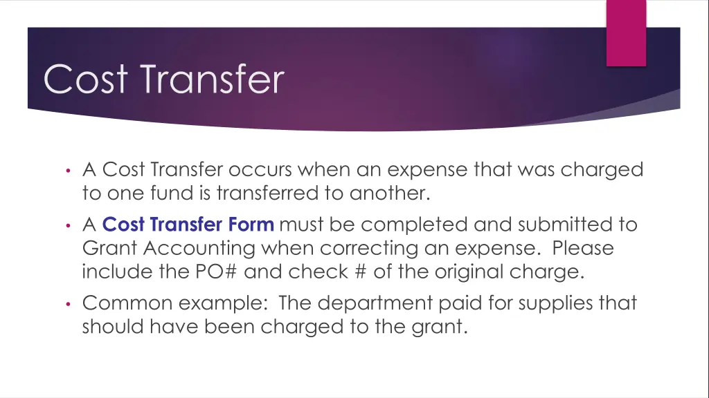 cost transfer