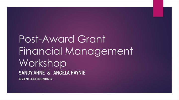 post award grant financial management workshop