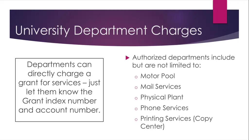 university department charges