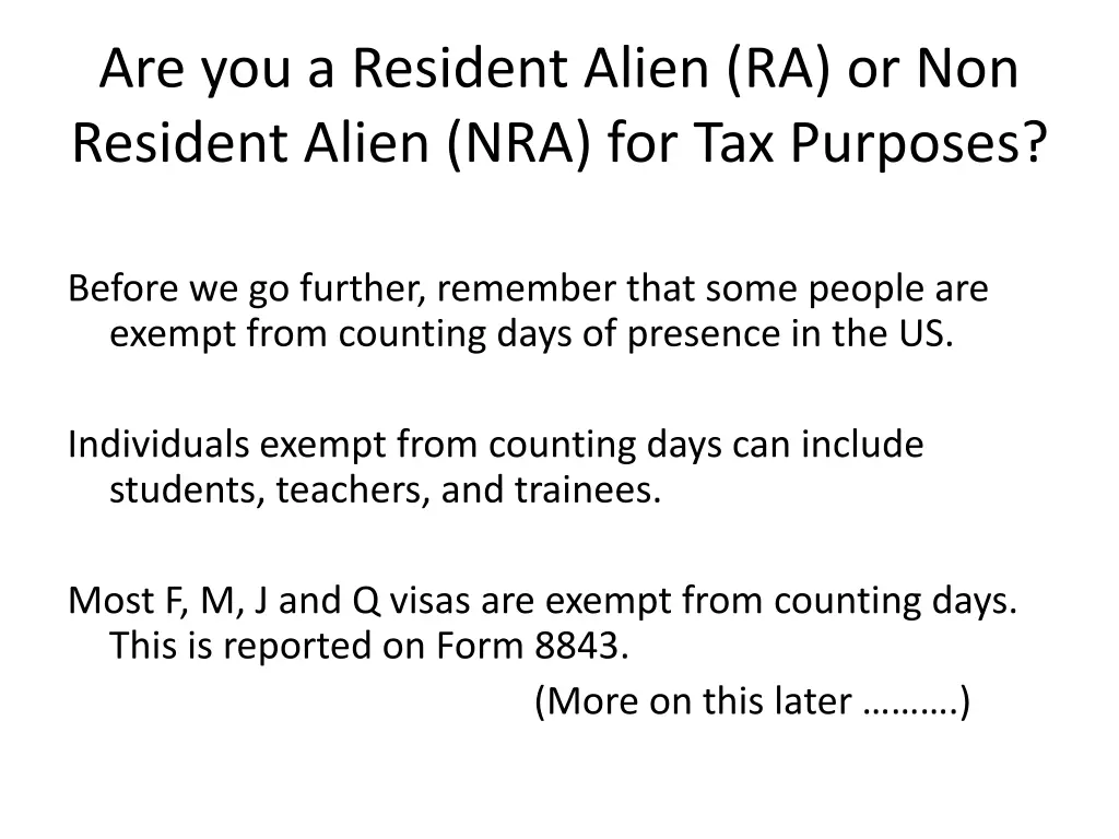 are you a resident alien ra or non resident alien