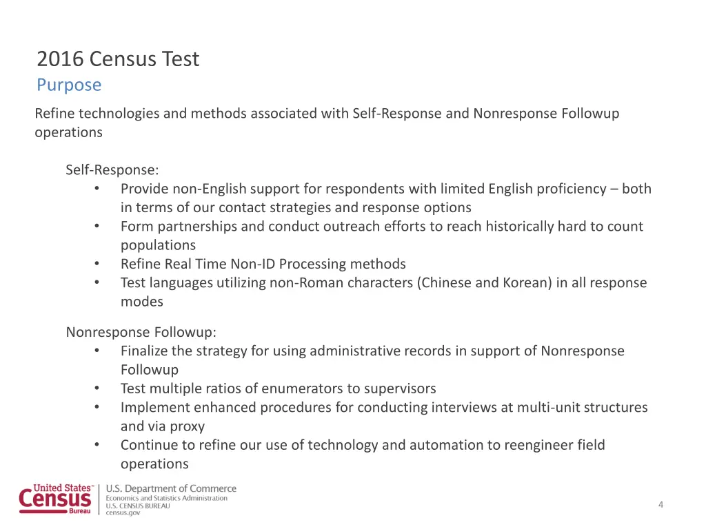 2016 census test purpose