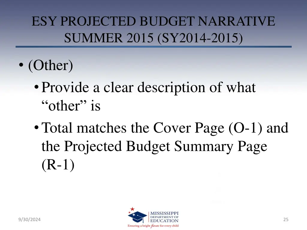 esy projected budget narrative summer 2015 sy2014 4