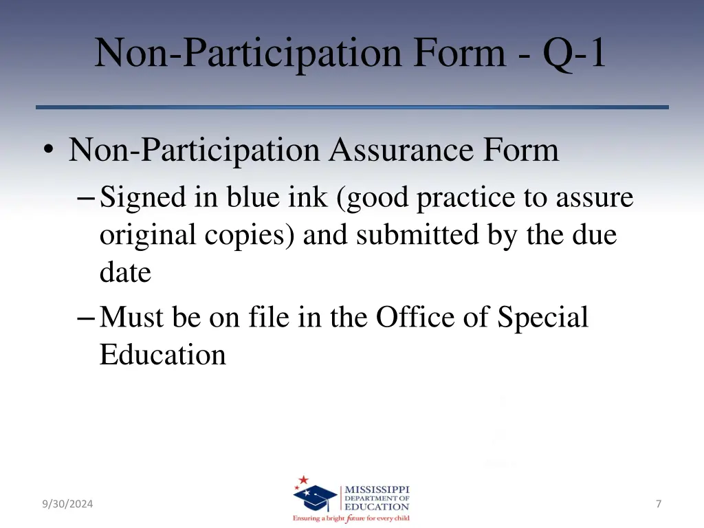 non participation form q 1