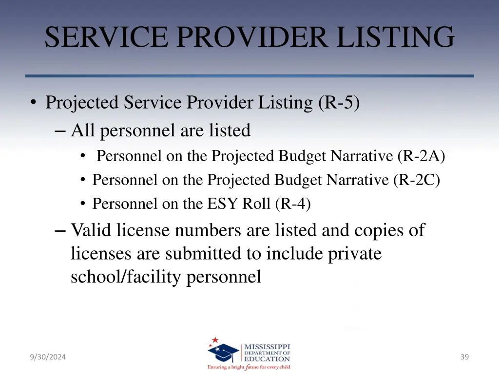 service provider listing