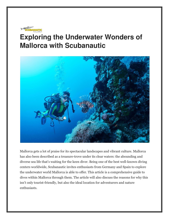 exploring the underwater wonders of mallorca with